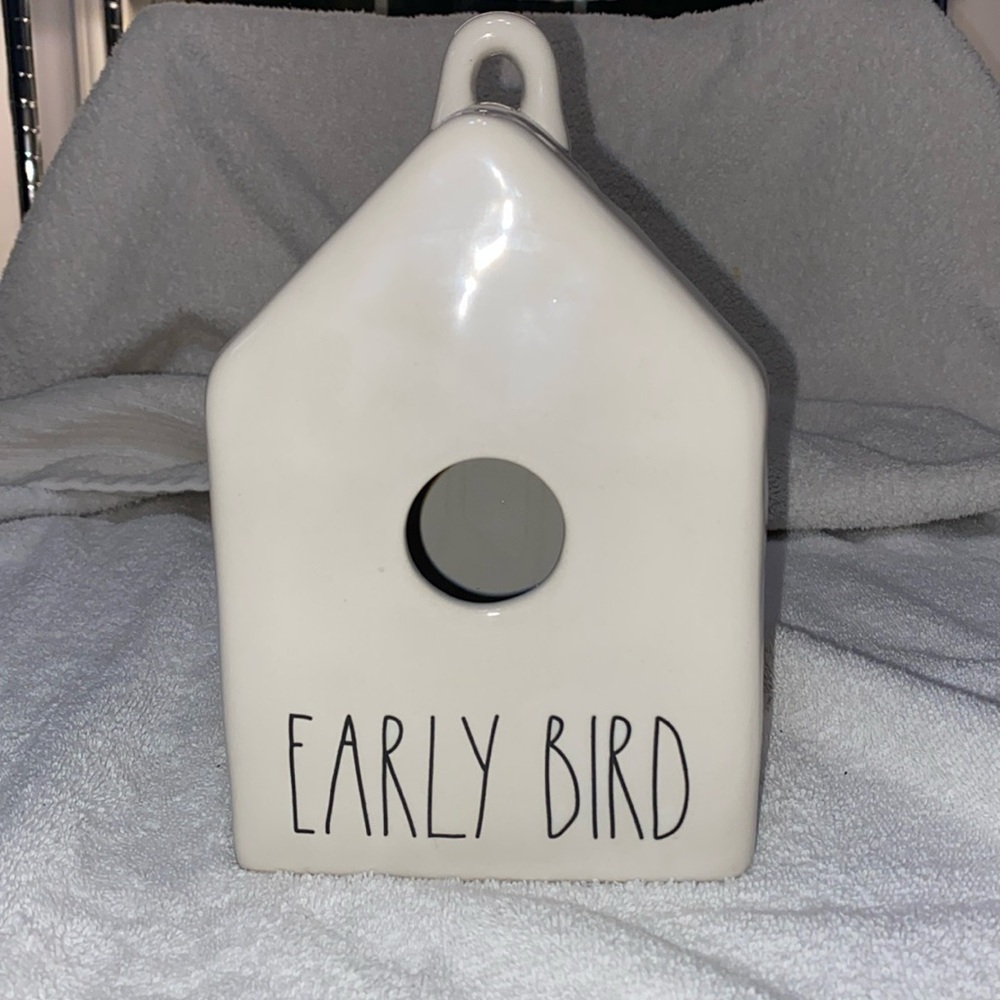Rae Dunn birdhouse, Early Bird, 7-8” tall